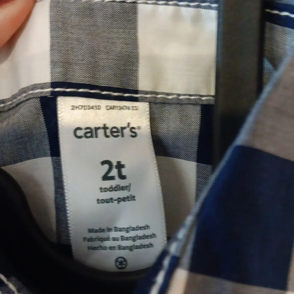 Carter's 2T button-down dress shirt blue and white NWOT